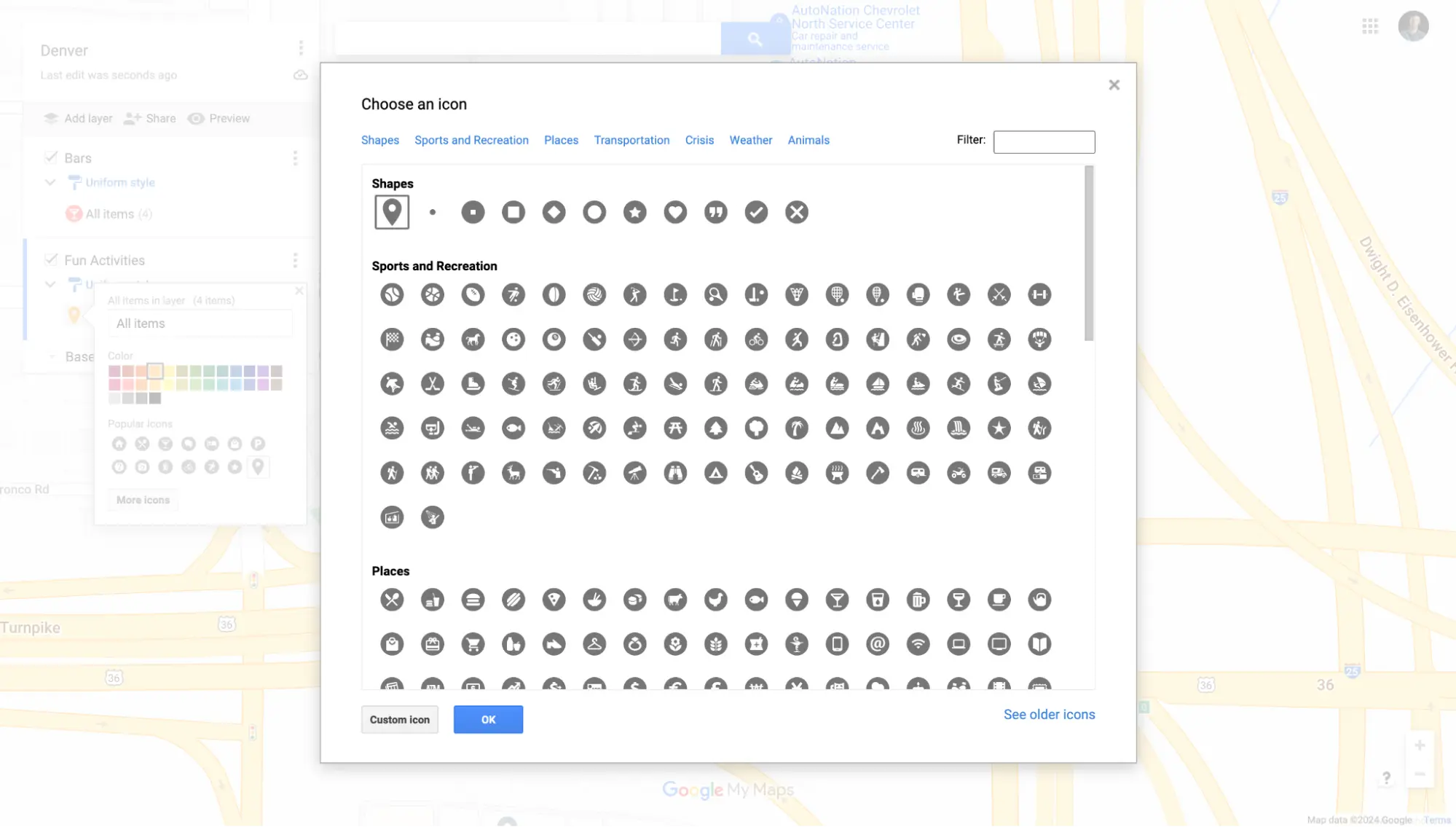 Google My Maps - Chaning Icons