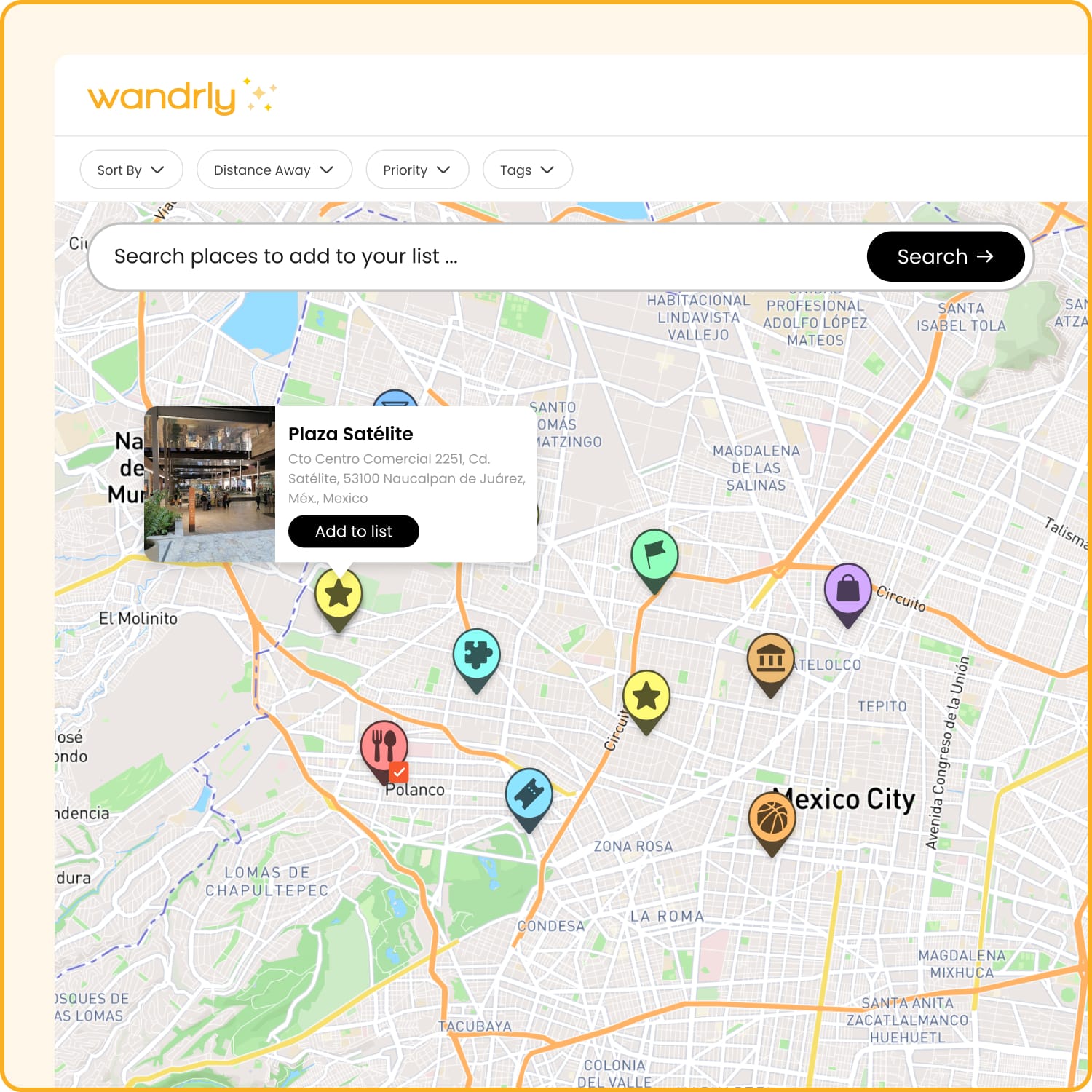 Wandrly Lists - Map View